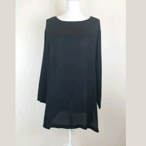 HARARI Silk Black Sheer Tunic Blouse XL